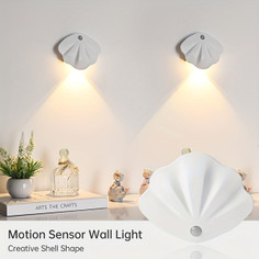 Motion Sensor LED Wall Lamp,USB Type-C Night Lighting Wireless For Living Room,Home Staircase Shell Decoration Color White product